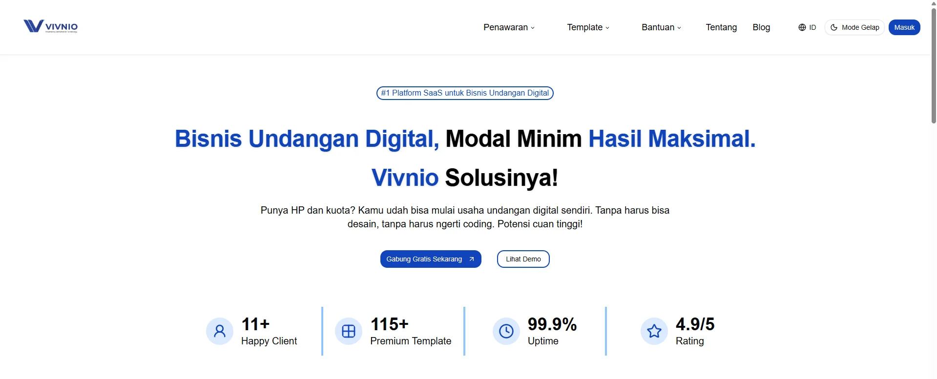 Bisnis Undangan Digital Website Vivnio